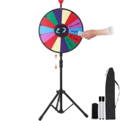 VEVOR 46 Cm Glücksrad Spielzeug Farbe Rad Spiele Für Lotteriespiele Wortspiele,18 Zoll Glücksrad Zum Drehen Acrylplatte Mit PVC-Schaum,54 X 54 X 11 Cm Preisrad Lucky Wheel Mit Stativ