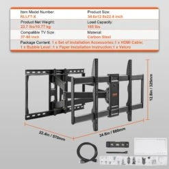 VEVOR TV Wandhalterung Fernseher Wandhalterung 940-2286 Mm Kompatible TV-Größe, Universal TV Halterung LCD LED Halter Universal, 74,84 Kg Tragfähigkeit Wandhalter, 880 X 325 X 90 Mm Wandhalterung -Geschäft Für Heimwerkzeuge de2FBGDS600400228OBYHV02Foriginal img v12Ftv wall mounts f6