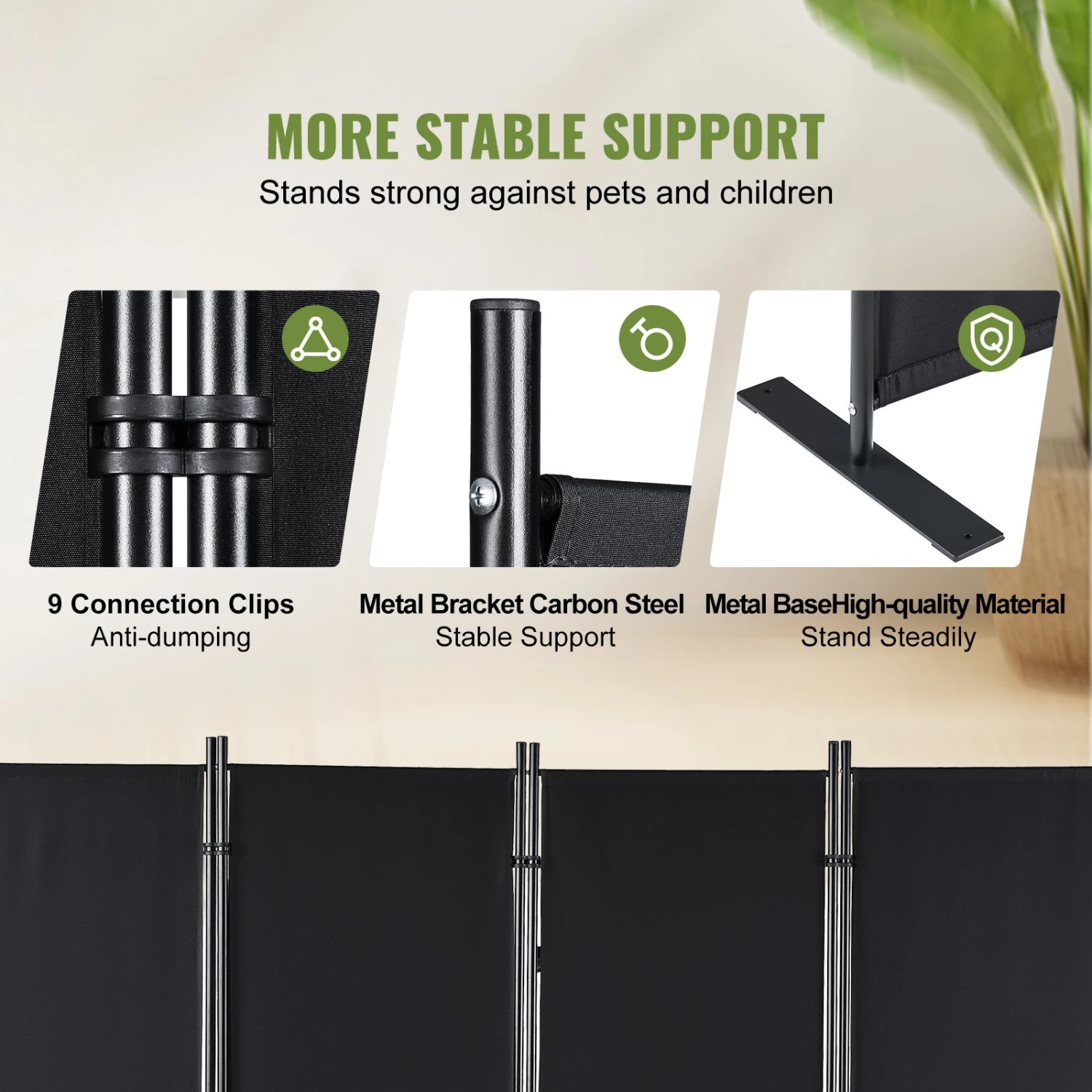 VEVOR 4-teiliger Paravent Klappbarer Raumteiler 224 X 171 Cm, Freistehende Sichtschutzwand Raumteiler Stellwand 55,8 X 30 X 171 Cm Trennwand Sichtschutz Für Büros, Balkon, Schlafzimmer Usw. Schwarz 5 VEVOR 4-teiliger Paravent Klappbarer Raumteiler 224 X 171 Cm, Freistehende Sichtschutzwand Raumteiler Stellwand 55,8 X 30 X 171 Cm Trennwand Sichtschutz Für Büros, Balkon, Schlafzimmer Usw. Schwarz – Bild 3