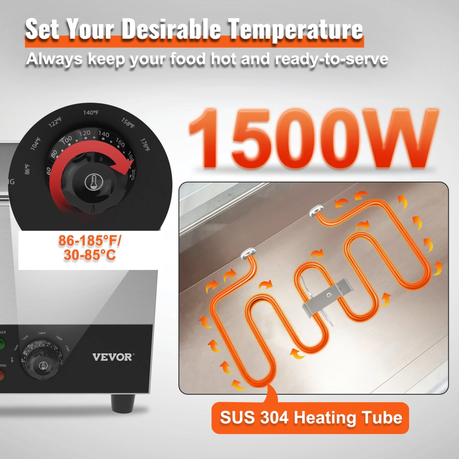 VEVOR Edelstahl Buffetwärmer Speisewärmer 1500 W 3 X 8,8 L Buffetbehälter 176 X 325 X 150 Mm Jede Heizplatte Verwendbar Inkl. Deckel & Ablaufhahn & 5 VEVOR Edelstahl Buffetwärmer Speisewärmer 1500 W 3 X 8,8 L Buffetbehälter 176 X 325 X 150 Mm Jede Heizplatte Verwendbar Inkl. Deckel & Ablaufhahn & – Bild 3