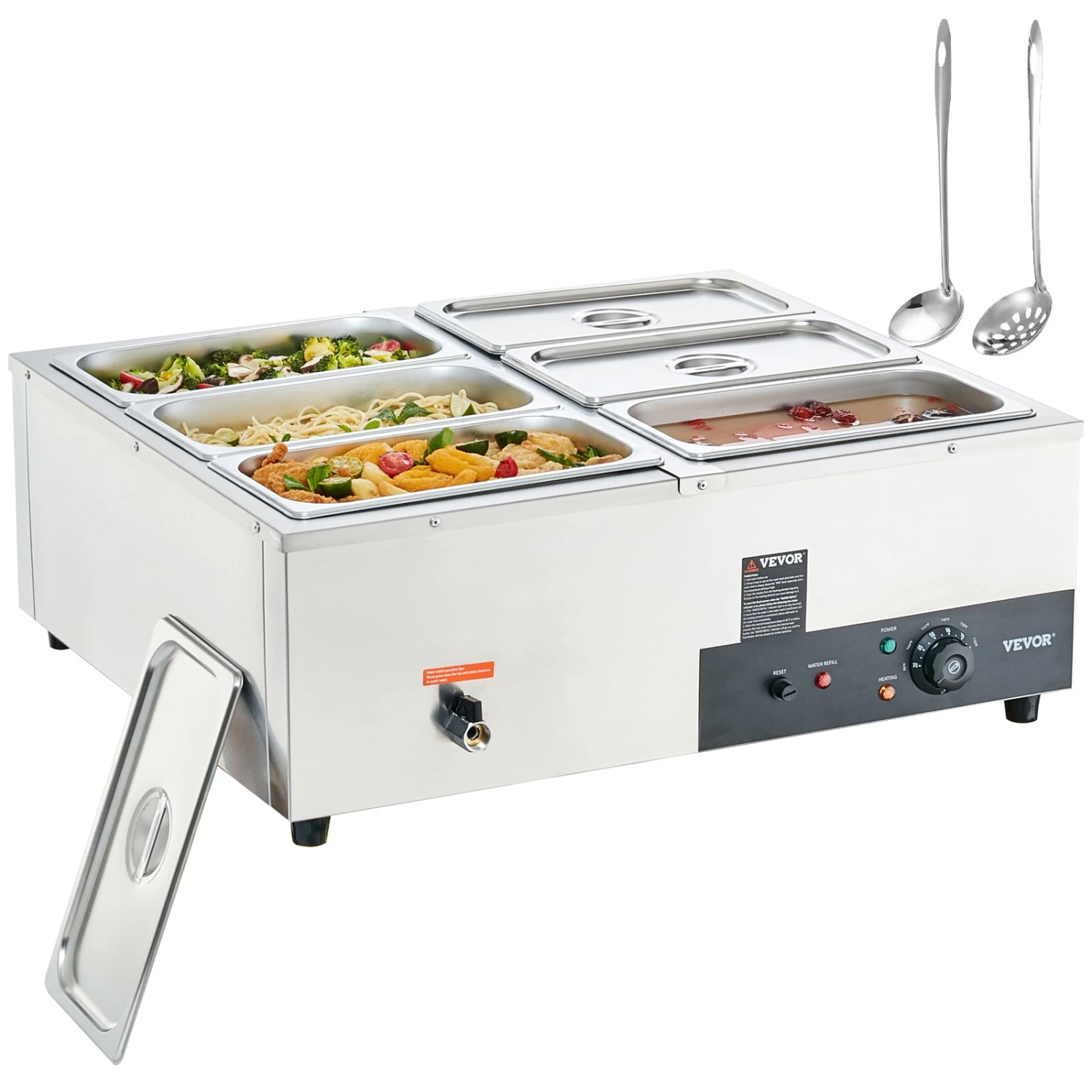 VEVOR Edelstahl Buffetwärmer Speisewärmer 1500 B 6 X 8,8 L Buffetbehälter 176 X 325 X 150 Mm Jeder Behälter Verwendbar Inkl. Deckel & Ablaufhahn & 3 VEVOR Edelstahl Buffetwärmer Speisewärmer 1500 B 6 X 8,8 L Buffetbehälter 176 X 325 X 150 Mm Jeder Behälter Verwendbar Inkl. Deckel & Ablaufhahn &
