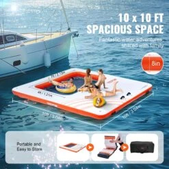 VEVOR Aufblasbares Schwimmdock 3,04x3,04m Aufblasbare Dockplattform Mit 1,21x2,13m Trampolinnetzpool Schwimmplattform Mit Tragbarer Tasche Und Abnehmbarer Leiter Zum Entspannen Am Pool -Geschäft Für Heimwerkzeuge de2FCQFT10X10FTB8PERIV02Foriginal img v12Finflatable floating dock f3