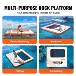 VEVOR Aufblasbares Schwimmdock 3,04x3,04m Aufblasbare Dockplattform Mit 1,21x2,13m Trampolinnetzpool Schwimmplattform Mit Tragbarer Tasche Und Abnehmbarer Leiter Zum Entspannen Am Pool -Geschäft Für Heimwerkzeuge de2FCQFT10X10FTB8PERIV02Foriginal img v12Finflatable floating dock f5