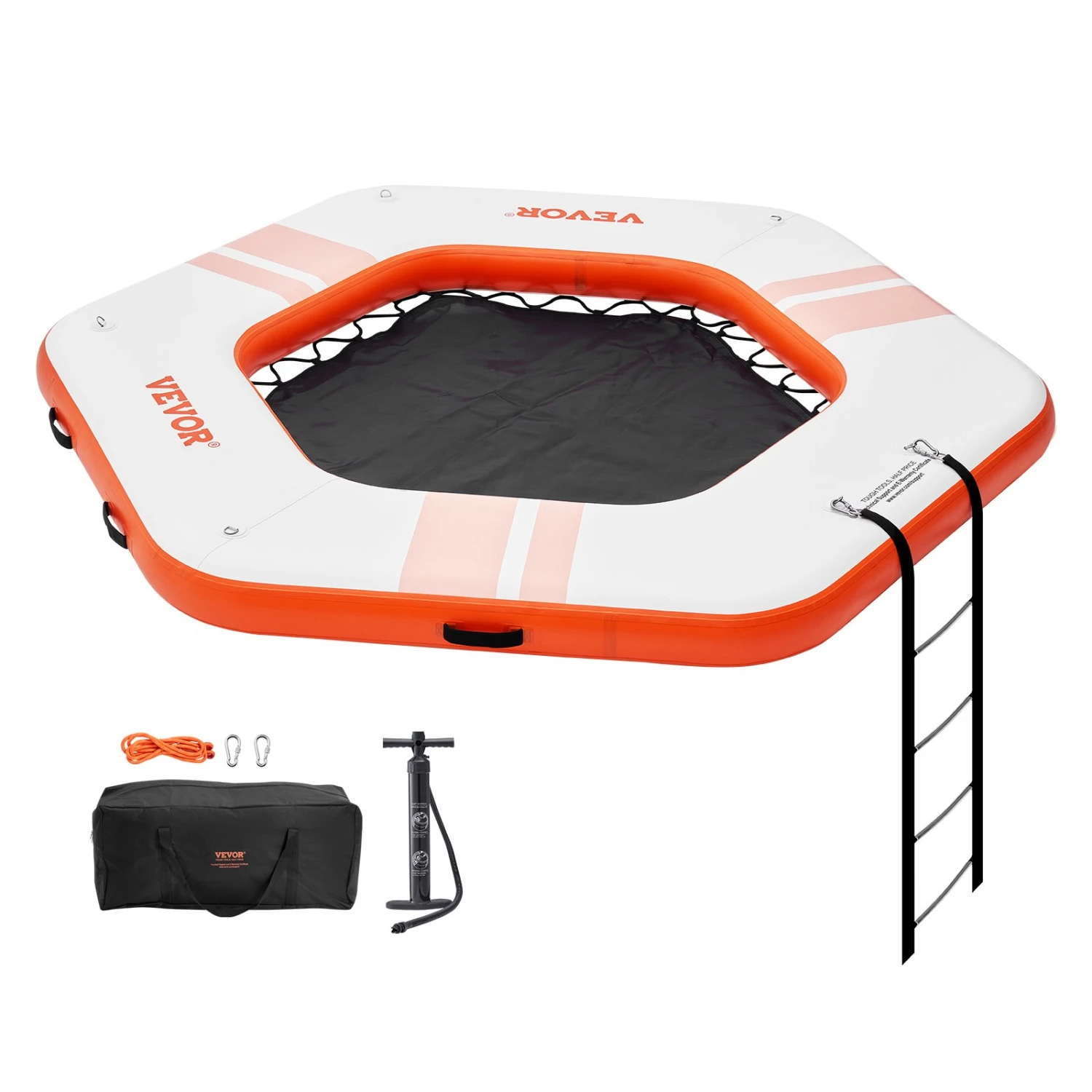 VEVOR Aufblasbares Schwimmdock, Ø 2,6 M, Dockplattform Mit Ø 1,5 M Trampolinnetzpool, Rutschfeste Schwimmende Plattform-Wassermatte Mit Tragbarer Tasche Und Abnehmbarer Leiter Zum Entspannen Am Pool 3 VEVOR Aufblasbares Schwimmdock, Ø 2,6 M, Dockplattform Mit Ø 1,5 M Trampolinnetzpool, Rutschfeste Schwimmende Plattform-Wassermatte Mit Tragbarer Tasche Und Abnehmbarer Leiter Zum Entspannen Am Pool
