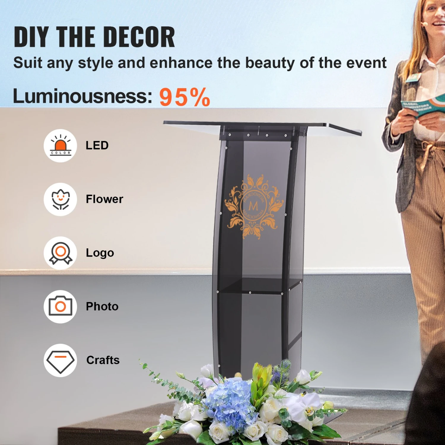 VEVOR Stehpult Rednerpult 685 X 330 X 1198 Mm, Podium-Ständer Mit Breiter Lesefläche Und Aufbewahrungsregal, Stehschreibtisch Für Kirche, Büro, Schule, Schwarzes Podium 30 Kg Tragfähigkeit 5 VEVOR Stehpult Rednerpult 685 X 330 X 1198 Mm, Podium-Ständer Mit Breiter Lesefläche Und Aufbewahrungsregal, Stehschreibtisch Für Kirche, Büro, Schule, Schwarzes Podium 30 Kg Tragfähigkeit – Bild 3