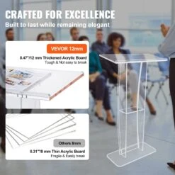 VEVOR Acryl-Podium, 47" Hoch, Klarer Acryl-Podiumsständer Mit Breiter Lesefläche Und Ablagefach, Bodenstehende, Klare Kanzeln Aus Acryl Für Kirche, Büro, Schule 11 VEVOR Acryl-Podium, 47" Hoch, Klarer Acryl-Podiumsständer Mit Breiter Lesefläche Und Ablagefach, Bodenstehende, Klare Kanzeln Aus Acryl Für Kirche, Büro, Schule -Geschäft Für Heimwerkzeuge de2FCTSJTYKLBST47YW3EV02Foriginal img v12Facrylic podium f3