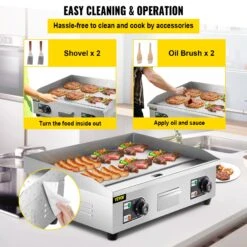 VEVOR Bratplatte Griddleplatte, 3200 W Elektro Grillplatte Griddleplatte 664 X 470 X 220 Mm Groß Gastro Griddleplatte, Griddleplatte Mit Ölpinsel Und Schaufel Elektro Grillplatte Edelstahl Gusseisen -Geschäft Für Heimwerkzeuge de2FDBLYCQP26220VPDE8V22Foriginal img v62Fcommercial griddles f5