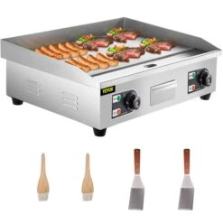 VEVOR Bratplatte Griddleplatte, 3200 W Elektro Grillplatte Griddleplatte 664 X 470 X 220 Mm Groß Gastro Griddleplatte, Griddleplatte Mit Ölpinsel Und Schaufel Elektro Grillplatte Edelstahl Gusseisen