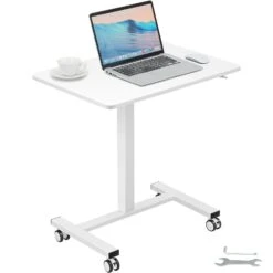 VEVOR Laptoptisch Höhenverstellbar 713–1118 Mm Notebooktisch Projektionstisch, Weiß Laptoptisch Rollbar 690 X 480 Mm Mobiler Schreibtisch Pflegetisch Computerschreibtisch Workstation Für Zuhause, Büro