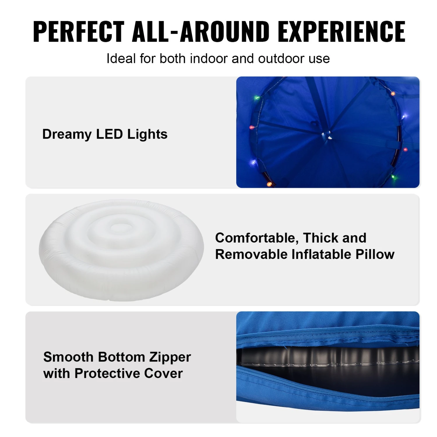 VEVOR Hängende Baumzelt-Deckenschaukel-Hängematte Für Kinder, 46" H X 43,4" Durchmesser. Blau 8 VEVOR Hängende Baumzelt-Deckenschaukel-Hängematte Für Kinder, 46" H X 43,4" Durchmesser. Blau – Bild 6