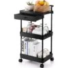 VEVOR Rollwagen Küchenwagen Mit 3 Ebenen Küchenregal Nischenregal Mit Rollen Badregal 370x331x760,8mm Aufbewahrungswagen 45kg Tragfähigkeit Mehrzweckrollwagen Schwarz Abräumwagen Servierwagen -Geschäft Für Heimwerkzeuge de2FDGNTCHS3CCTSLUQEOV02Foriginal img v12Futility cart m100 1.2