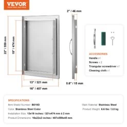 VEVOR Grill-Zugangstür, 407 X 559 X 46 Mm, Einzelne Außenküchentür, Flächenbündig Montierte Edelstahltür, Vertikale Wandtür Mit Griff, Für Grillinsel, Grillstation, Außenschrank Usw. -Geschäft Für Heimwerkzeuge de2FDMMBSCJM16X2GR6D9V02Foriginal img v12Foutdoor kitchen door f6