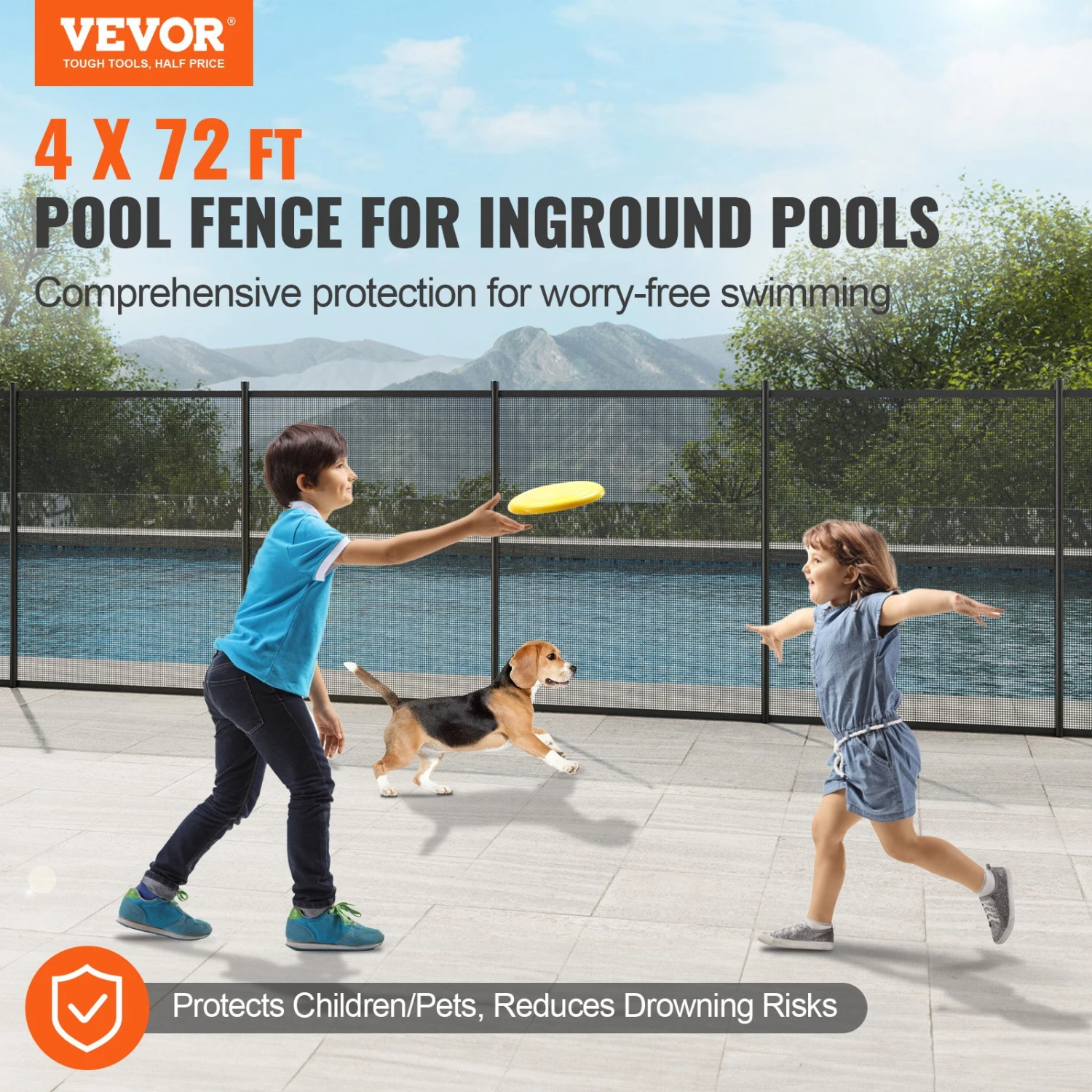 VEVOR Poolzaun, 1,21 X 21,95 M Abnehmbarer Kindersicherheits-Poolzaun, Einfache DIY-Installation, Schwimmbadzaun, 340 G Teslin-PVC-Poolzaunnetz, Schützt Kinder Und Haustiier 4 VEVOR Poolzaun, 1,21 X 21,95 M Abnehmbarer Kindersicherheits-Poolzaun, Einfache DIY-Installation, Schwimmbadzaun, 340 G Teslin-PVC-Poolzaunnetz, Schützt Kinder Und Haustiier – Bild 2