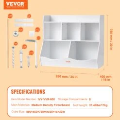 VEVOR Holz Kinderaufbewahrung Cubby Spielzeugaufbewahrung Organizer Mit Bücherregal 5-Cubby Weiß 15 VEVOR Holz Kinderaufbewahrung Cubby Spielzeugaufbewahrung Organizer Mit Bücherregal 5-Cubby Weiß -Geschäft Für Heimwerkzeuge de2FETCWG9848140XOTT5V02Foriginal img v12Fkids storage cubes f6
