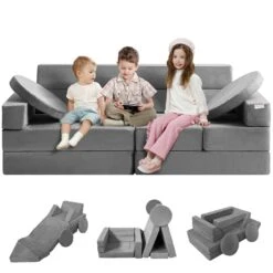 VEVOR Spielsofa Kindersofa, 15 In 1 Kindersofa Aus Schaumstoff, Matratze Multifunktional Spieltisch Puzzle Sofa, Kindersessel Faltbar, Pädagogisches Spielzeug Kindersessel Spielsofa Kuschelecke
