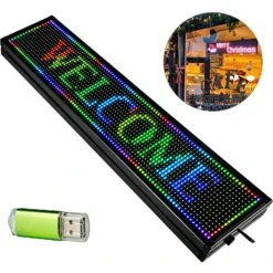 VEVOR 40 X 8 Zoll LED-Scrolling-Schild Farbe 10 Mm LED-Leuchtschild LED Digitales Abzeichen Scroll-Anzeigetafel Programmierbar Ladenschild Werbetafel