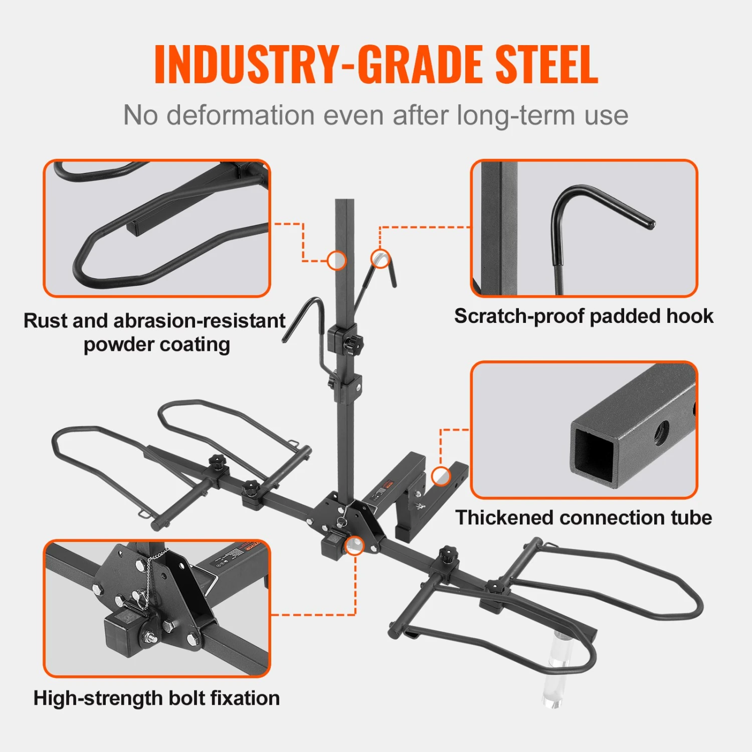 VEVOR 2-Fahrrad-Gepäckträger, 160 Lbs, Zusammenklappbarer Träger Für PKW, LKW, SUV, 2-Zoll-Empfänger 8 VEVOR 2-Fahrrad-Gepäckträger, 160 Lbs, Zusammenklappbarer Träger Für PKW, LKW, SUV, 2-Zoll-Empfänger – Bild 6