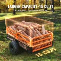 VEVOR Schwerlastbarer Rasentraktor Kippanhänger Mit 680 Kg Tragkraft, Anhängevorrichtung Mit Kippbarer Ladefläche, Anhänger Mit Abklappbaren Seitenwänden, Oranger ATV UTV Kippanhänger Anhänger -Geschäft Für Heimwerkzeuge de2FHYTCWGK15CUFTPB5GV02Foriginal img v22Fdump cart f3