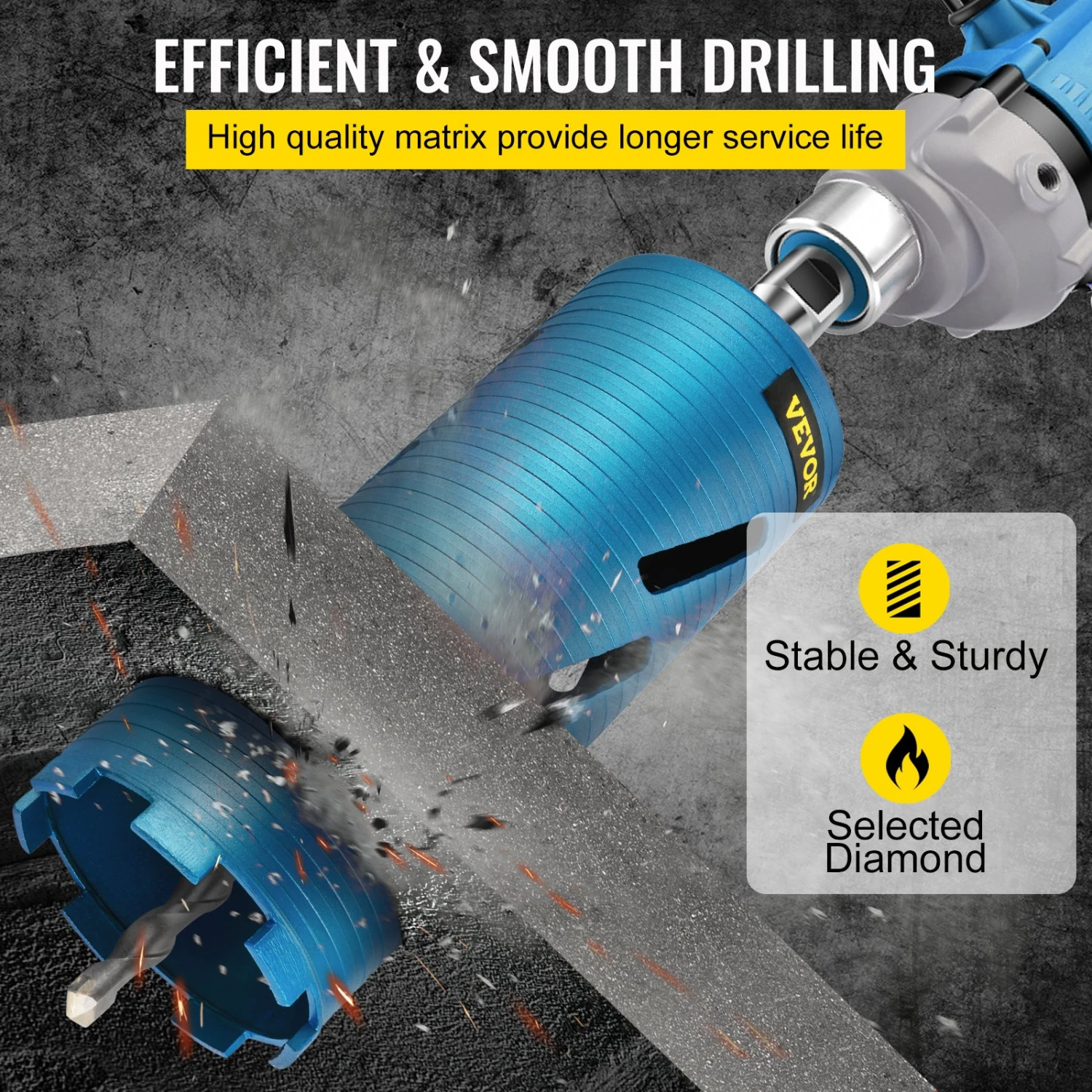 VEVOR Trocken-Kernbohrer, 4,25 Zoll / 108 Mm Durchmesser, 5/8 Zoll-11 Schaftdorn Mit Führungsbohrer Und 4,5 Zoll Klinge, 9,5 Zoll / 241,3 Mm Tiefes Diamantbohrwerkzeug, Lochsägen-Bits 5 VEVOR Trocken-Kernbohrer, 4,25 Zoll / 108 Mm Durchmesser, 5/8 Zoll-11 Schaftdorn Mit Führungsbohrer Und 4,5 Zoll Klinge, 9,5 Zoll / 241,3 Mm Tiefes Diamantbohrwerkzeug, Lochsägen-Bits – Bild 3
