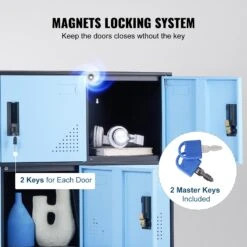 VEVOR Umkleideschrank Fächerschrank Schließfachschrank, 9-türiger Aufbewahrungsschrank, Garderobenschrank Mit 9 Fächern Wertfachschrank, 30 Kg Ladekapazität, Bürospinde Für Büro, Schwarz & Blau -Geschäft Für Heimwerkzeuge de2FJCJHSLMY331807L53V02Foriginal img v12Fmetal storage cabinet f3