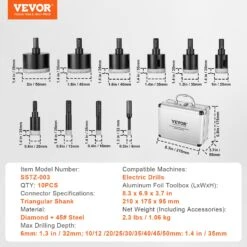 VEVOR Diamant-Kernbohrer-Set, 10-teilig, 6/10/12/20/25/30/35/40/45/50 Mm, Diamant-Lochsägen-Set, Dreieckschaft, Mit Aufbewahrungskoffer Für Trocken- Und Nassarbeiten, Diamantbohrer Für Fliesen 15 VEVOR Diamant-Kernbohrer-Set, 10-teilig, 6/10/12/20/25/30/35/40/45/50 Mm, Diamant-Lochsägen-Set, Dreieckschaft, Mit Aufbewahrungskoffer Für Trocken- Und Nassarbeiten, Diamantbohrer Für Fliesen -Geschäft Für Heimwerkzeuge de2FJGSKZT610122LUC1AV02Foriginal img v12Fdiamond core drill f6