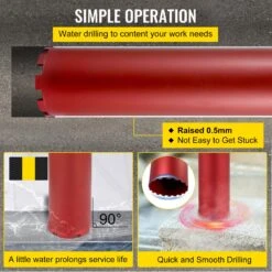 VEVOR Diamant-Kernbohrer, Kernbohrer Mit 10 Zoll/254 Mm Durchmesser, Betonkernbohrer Mit 14 Zoll/355 Mm, Kernbohrer Mit 5/8 Zoll-11 Gewinde, Trocken-/Nassbohrer Mit Klinge, Diamant-Nassbohrer Für Beto -Geschäft Für Heimwerkzeuge de2FJGSKZYC1014IN930OV02Foriginal img v12Fcore drill bit f5