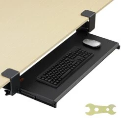 VEVOR Klemmbare Tastaturablage Unter Dem Schreibtisch, Tastaturauszug Zum Herausziehen Mit Stabiler C-Klemmhalterung, Große 680 X 280 Mm Ausziehbare Computer-Schublade Zum Tippen Zu Hause