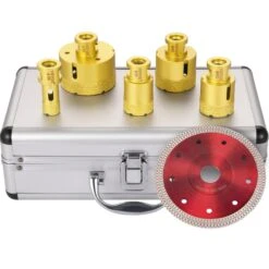 VEVOR Fliesenbohrer Lochsägensatz Diamant 15-60 Mm 5 Teilig Winkelschleifer Bohrkronen 15 Mm Segmenthöhe Lochsägen 60 Mm Bohrerlänge Harte Fliesen