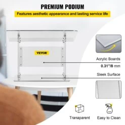 VEVOR Acryl Podium Tischgröße(LxB)68,58x34,8cm Rednerpult 49,53 Cm Höhe Moderne Acryl Kirche Stil Podium Mit Schraubensatz Ideal Für Kirchen, Schulen Pressekonferenzen Hörsälen Abendgesellschaften 11 VEVOR Acryl Podium Tischgröße(LxB)68,58x34,8cm Rednerpult 49,53 Cm Höhe Moderne Acryl Kirche Stil Podium Mit Schraubensatz Ideal Für Kirchen, Schulen Pressekonferenzen Hörsälen Abendgesellschaften -Geschäft Für Heimwerkzeuge de2FJTYKLYJT19.56EFVZV02Foriginal img v22Facrylic podium f2