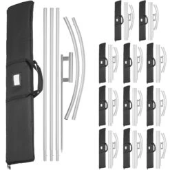 VEVOR Standard Größe Polyester Swooper Flagge 12 X 6 STK 16 Fuß Zeichen Banner Aluminiumlegierung, 4,3 M Swooper Flagge Werbung Schild Mit Fahnenmast-Set Und Erdspieß Werbung Schild Slogan-Flaggen