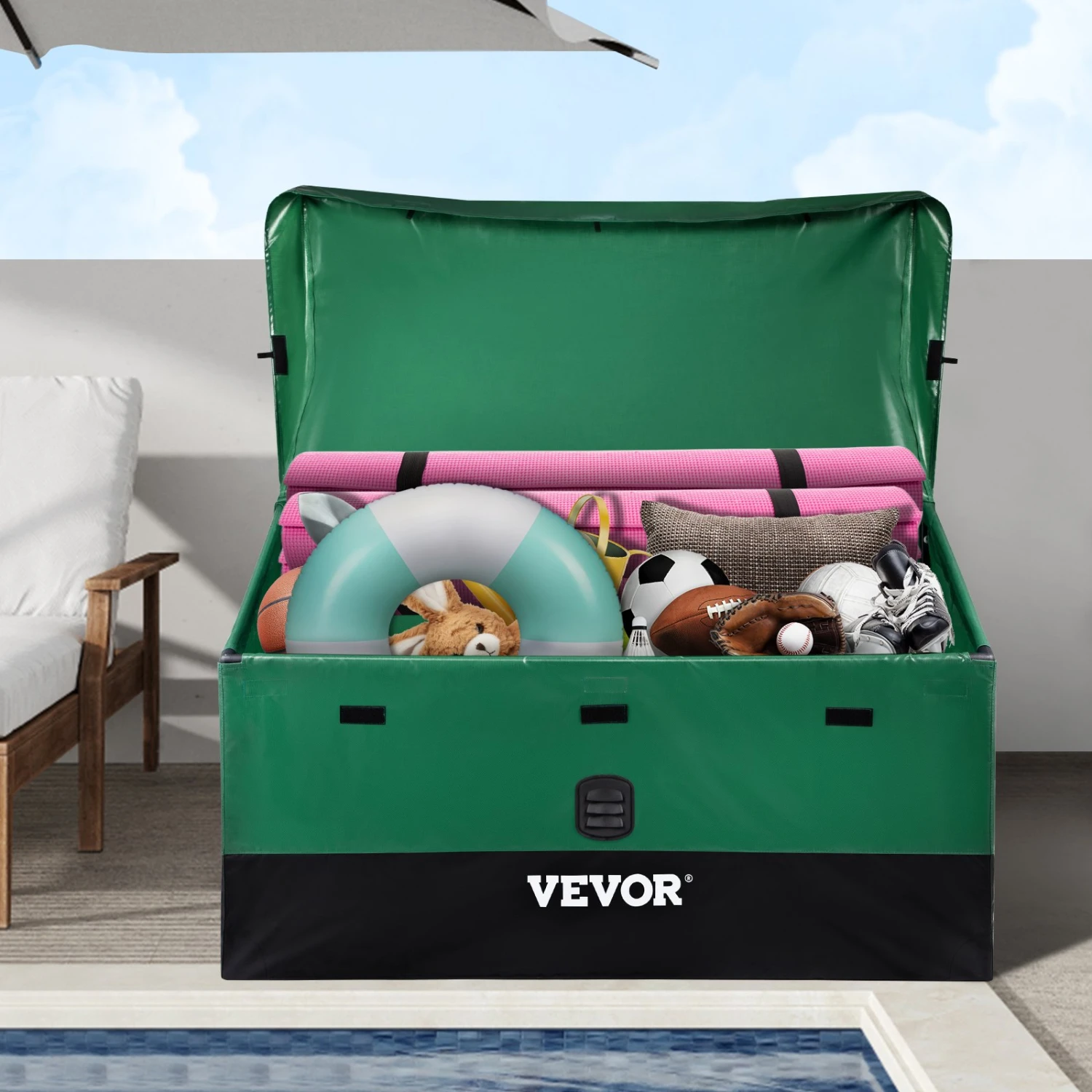 VEVOR 440L Aufbewahrungsbox Für Den Außenbereich 122 X 63 X 75 Cm Auflagenbox Aus PE-Plane Auf Industriellem Niveau Wasserdicht Luftdurchlässig Kissenbox 3 VEVOR 440L Aufbewahrungsbox Für Den Außenbereich 122 X 63 X 75 Cm Auflagenbox Aus PE-Plane Auf Industriellem Niveau Wasserdicht Luftdurchlässig Kissenbox