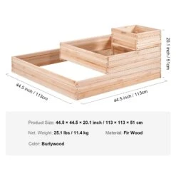VEVOR Hochbeet 113 X 113 X 51 Cm Pflanzkasten Tannenholz Gemüsebeet Blumenkasten Kräuterbeet Gartenbeet Pflanzkübel Ideal Für Den Anbau Von Gemüse, Obst, Kräutern, Sukkulenten Usw. -Geschäft Für Heimwerkzeuge de2FLD11311351CM1PKZAV02Foriginal img v12Fraised garden bed f6