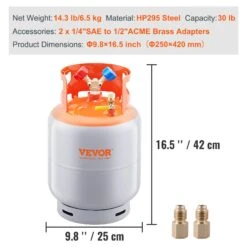 VEVOR Kältemittel Rückgewinnungsbehälter 30 Lbs 400 Psi Wiederverwendbarer Zylindertank Φ 250 X 390 Mm Kältemittel-Rückgewinnungsbehälter Orange Kältemittel-Rückgewinnungsbehälter Aus HP295 Stahl -Geschäft Für Heimwerkzeuge de2FLMHSGWFDK3014DZJGV02Foriginal img v12Frefrigerant recovery tank f6