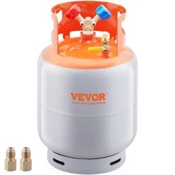VEVOR Kältemittel Rückgewinnungsbehälter 30 Lbs 400 Psi Wiederverwendbarer Zylindertank Φ 250 X 390 Mm Kältemittel-Rückgewinnungsbehälter Orange Kältemittel-Rückgewinnungsbehälter Aus HP295 Stahl
