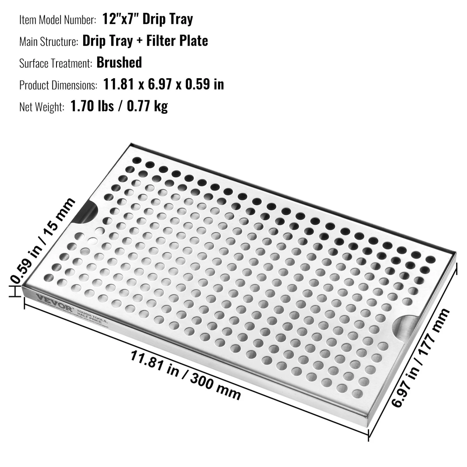 VEVOR 304 Edelstahl-Tropfschale, Bierabtropfschale Mit 4 Rutschfesten Gummipads & Abnehmbarer Abdeckung, 300 X 180 X 25 Mm Bar-Tropfschale Geeignet Für Restaurants, Bars, Küchen, Café Usw. 9 VEVOR 304 Edelstahl-Tropfschale, Bierabtropfschale Mit 4 Rutschfesten Gummipads & Abnehmbarer Abdeckung, 300 X 180 X 25 Mm Bar-Tropfschale Geeignet Für Restaurants, Bars, Küchen, Café Usw. – Bild 7