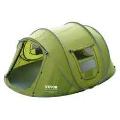 VEVOR Campingzelt 4 Personen Wurfzelt 280 X 202 X 131 Cm Kuppelzelt Plane Aus 190T Dacron+150D Oxford Gestell Aus 6,35 Mm Fiberglas Trekkingzelt Festivalzelt Grün Ideal Für Camping Festivals