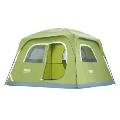 VEVOR Campingzelt 6 Personen Wurfzelt 305x275x200cm Kuppelzelt Plane Aus 190T Dacron+150D Oxford Gestell Aus Q235 + Fiberglas Trekkingzelt Festivalzelt Zelt Mit Zwei Türen Und Drei Fenstern Grün