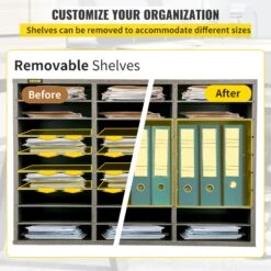 VEVOR Briefablage Dokumentenablage Holz 3 X 9 Fächer Ablagefächer Stapelbar Grau 24,5 X 29 X 5,5 Cm Maße Pro Fach, Schreibtisch Briefablage 5 Kg Tragfähigkeit Ablagesystem Desktop Aktenhalter -Geschäft Für Heimwerkzeuge de2FMZWJZLFPJHS27DV4GV02Foriginal img v12Fliterature organizer f3