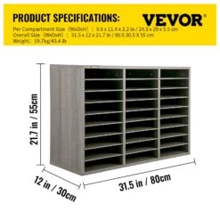 VEVOR Briefablage Dokumentenablage Holz 3 X 9 Fächer Ablagefächer Stapelbar Grau 24,5 X 29 X 5,5 Cm Maße Pro Fach, Schreibtisch Briefablage 5 Kg Tragfähigkeit Ablagesystem Desktop Aktenhalter -Geschäft Für Heimwerkzeuge de2FMZWJZLFPJHS27DV4GV02Foriginal img v12Fliterature organizer f6