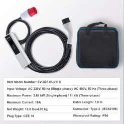VEVOR Typ2 EV Ladekabel 16A 3,68kW(einphasig)/11kW(dreiphasig) Elektroauto Ladegerät IP66 Wallbox 7,5m Kabel Ladekabel 4 Stufen Der Stromanpassung (16A/13A/10A/8A) Ladegerät CEE 16-Stecker -Geschäft Für Heimwerkzeuge de2FOGBXC11KWWIFIVDUMV22Foriginal img v22Fev charger f6