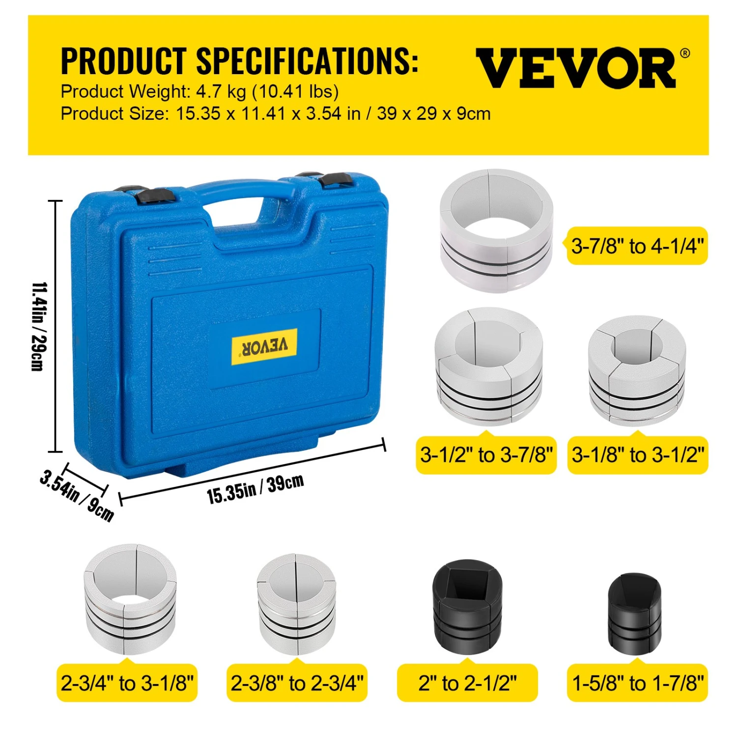 VEVOR Hydraulischer Auspuffrohr-Expander, Größe 1-5/8" Bis 4-1/4", 10-T-Pedalpumpe Im Lieferumfang Enthalten, Mit 4 Matrizen, 2 Aufbewahrungskoffern Für Kupfer-Aluminium-Rohre Bei Der Autoreparatur 9 VEVOR Hydraulischer Auspuffrohr-Expander, Größe 1-5/8" Bis 4-1/4", 10-T-Pedalpumpe Im Lieferumfang Enthalten, Mit 4 Matrizen, 2 Aufbewahrungskoffern Für Kupfer-Aluminium-Rohre Bei Der Autoreparatur – Bild 7
