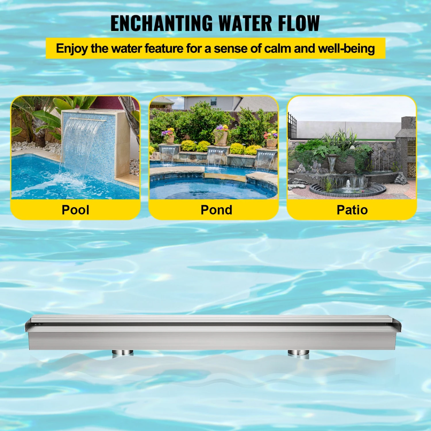 VEVOR Schwalldusche Pool Wasserfall Poolfontäne 59,1x4,5x3,1 Poolbrunnen 1,3 Wasserfontäne 0,87 Dekoration Gartenteich 6 VEVOR Schwalldusche Pool Wasserfall Poolfontäne 59,1x4,5x3,1 Poolbrunnen 1,3 Wasserfontäne 0,87 Dekoration Gartenteich – Bild 4