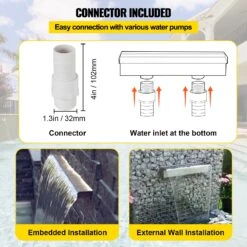 VEVOR Schwalldusche Poolfontäne Wasserfall 23,6x4,5x3,1 Poolbrunnen Aus 304 Edelstahl Mit Wasserfontäne Dekoration Gartenteich -Geschäft Für Heimwerkzeuge de2FPQSBJPJSW600PQJSKV02Foriginal img v102Fwaterfall blade f4