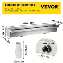 VEVOR Schwalldusche Poolfontäne Wasserfall 23,6x4,5x3,1 Poolbrunnen Aus 304 Edelstahl Mit Wasserfontäne Dekoration Gartenteich -Geschäft Für Heimwerkzeuge de2FPQSBJPJSW600PQJSKV02Foriginal img v102Fwaterfall blade f6