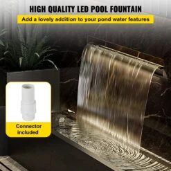 VEVOR Schwimmbad-Wasserfall-Überlaufrinne 30 X 11,5 X 8 Cm, Edelstahl-Schwimmbad-Wasserfallbrunnen Mit Buntem LED-Streifen Schlauchanschluss Fernbedienung Korrosionsbeständig Für Teich Pool -Geschäft Für Heimwerkzeuge de2FPQSBJPJSWLED30001V22Foriginal img v12Fwaterfall blade f1