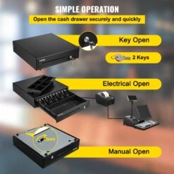 VEVOR Kassenschublade Kassenlade 16 Zoll Quadratische Geldschublade 3 Entriegelungswege RJ11/RJ12 Anschluss 5 Geldscheinfächer & 6 Münzfächer Lebensmittelgeschäft Bank Büro Café Supermärkt Bar -Geschäft Für Heimwerkzeuge de2FQDXXJCTYCWC16LIA2V02Foriginal img v82Fsquare cash drawer f4