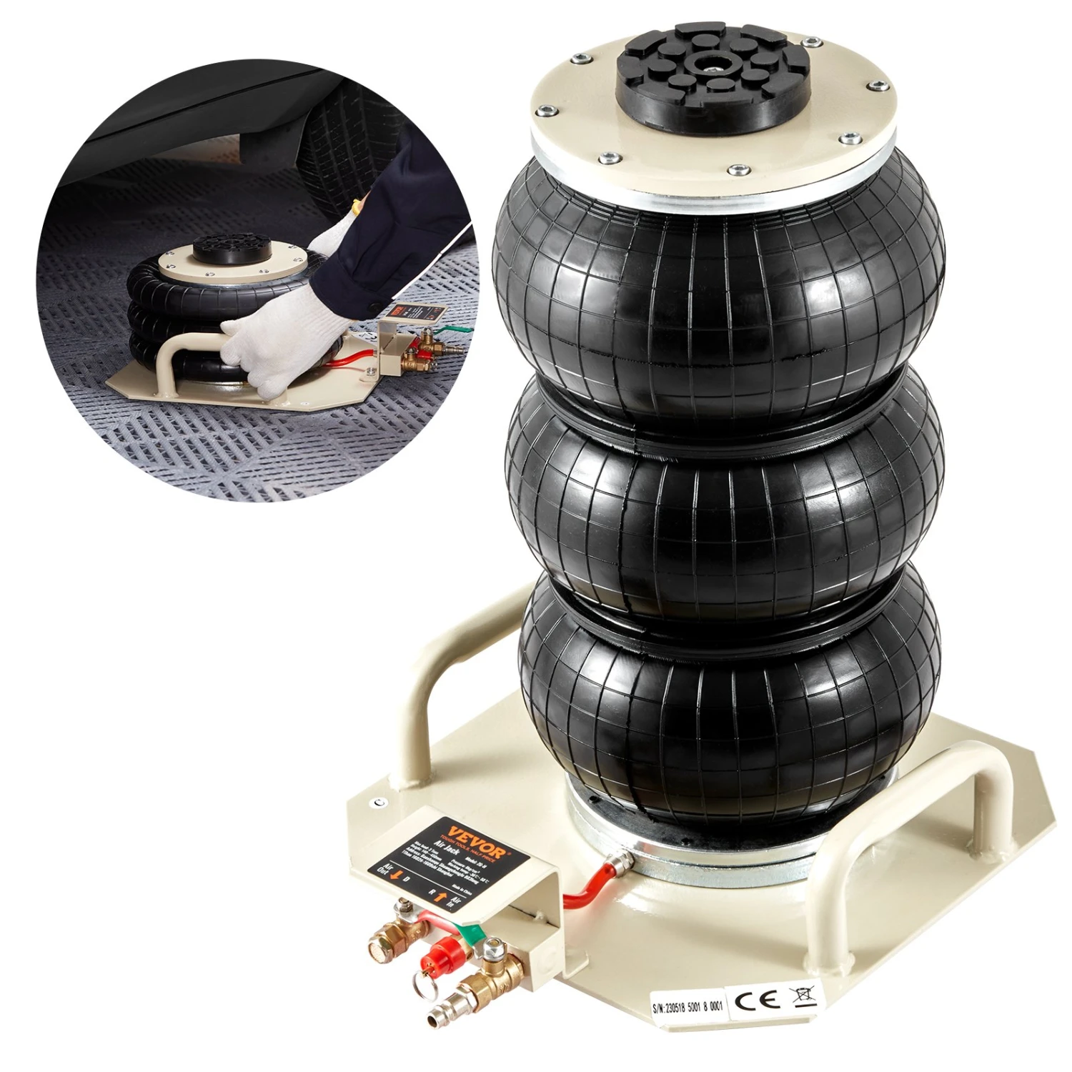 VEVOR Pneumatischer Wagenheber Air Jack 3 T, Weiß Dreifachbeutel Luftheber 140-450 Mm Hubhöhe Sack Luftwagenheber, 5 Minuten Hub Luftheber Wagenheberheber Wagenheber Für SUV, Lkw, Bus Usw. 3 VEVOR Pneumatischer Wagenheber Air Jack 3 T, Weiß Dreifachbeutel Luftheber 140-450 Mm Hubhöhe Sack Luftwagenheber, 5 Minuten Hub Luftheber Wagenheberheber Wagenheber Für SUV, Lkw, Bus Usw.