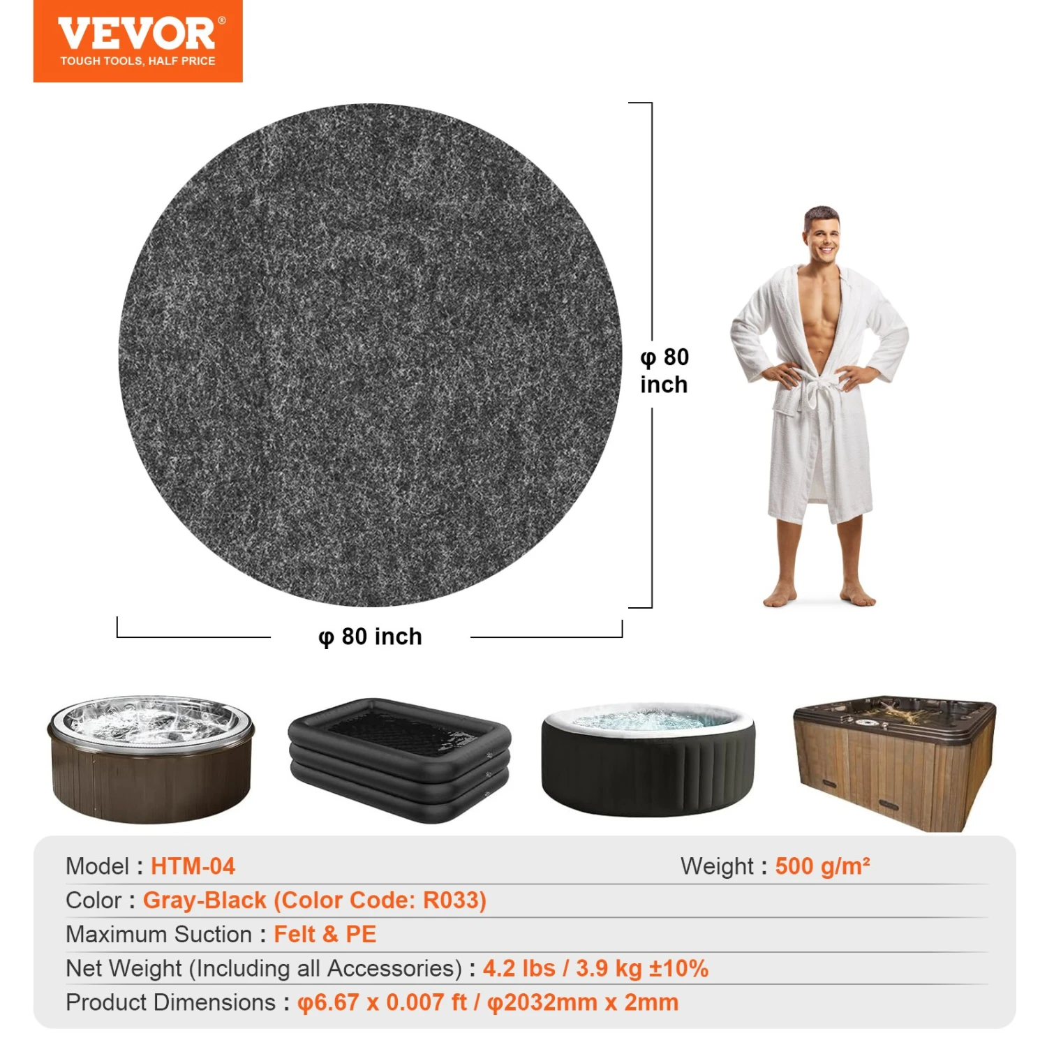 VEVOR Poolunterlage 500 G/m² Whirlpool Matte 2032 X 2 Mm Bodenplane Filz & PE Bodenschutz Pool Unterlegmatte Schutzmatte Bodenplatte Bodenschutzplane Poolteppich Filzmatte Bodenmatte 9 VEVOR Poolunterlage 500 G/m² Whirlpool Matte 2032 X 2 Mm Bodenplane Filz & PE Bodenschutz Pool Unterlegmatte Schutzmatte Bodenplatte Bodenschutzplane Poolteppich Filzmatte Bodenmatte – Bild 7