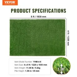 VEVOR Kunstrasen 1220x1830mm Rasenteppich Meterware PP+PE-Materialien Kunstrasenteppich 35mm Florhöhe Dichte Von 17.000 Stichen Mit Entwässerungslöchern Ideal Für Außengärten Innenhöfe 15 VEVOR Kunstrasen 1220x1830mm Rasenteppich Meterware PP+PE-Materialien Kunstrasenteppich 35mm Florhöhe Dichte Von 17.000 Stichen Mit Entwässerungslöchern Ideal Für Außengärten Innenhöfe -Geschäft Für Heimwerkzeuge de2FRZCP1J4X6FT18HFZTV02Foriginal img v12Fartificial grass set f6