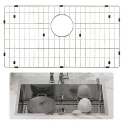 VEVOR Spülbeckenschutzgitter, 660 X 355 X 25,4 Mm Edelstahl-Spülbeckenroste, Hinterer Abfluss-Spülbeckenrost Mit R25-Eckradius, Große Spülbeckenbodengitter, Schüsselregal-Spülbeckenzubehör